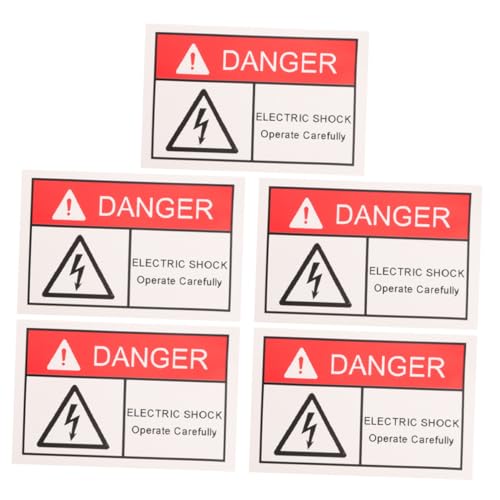 IMIKEYA 5 Stück Elektrische Warnaufkleber Hochspannung Sicherheitskennzeichen Selbstklebend für Steckdosen Schalter Vielseitig Einsetzbar Klare Englische Warnhinweise für Industrie und von IMIKEYA