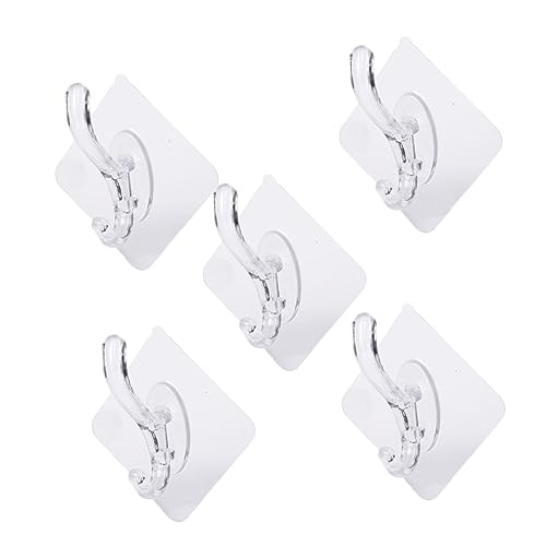 IMIKEYA 5 Stück Teiliges Selbstklebende Wasserdichte und Fettabweisende Klebehaken Bohrfrei Stark Haftend Transparent für Badezimmer Schlafzimmer Küche zum Aufhängen von Handtüchern von IMIKEYA