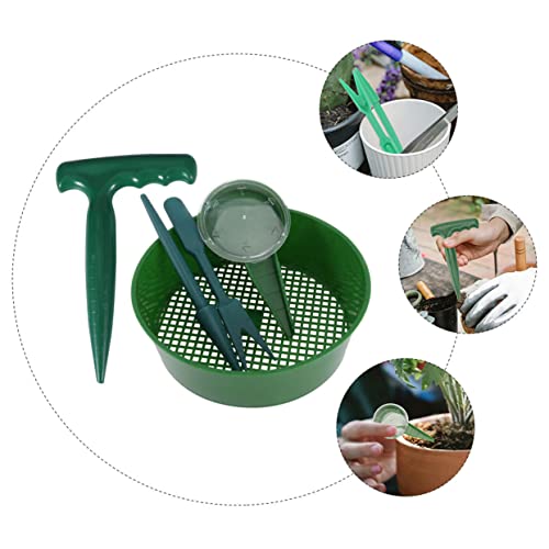 IMIKEYA 5Stücke Teiliges Gartenwerkzeug Sämlinge Kit Mit Pflanzgerät Setzlingstransplanter Bodenbohrer Stecklingwerkzeug Und Bodensieb Für Effiziente Gartenarbeit von IMIKEYA