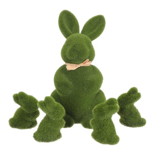 IMIKEYA 5er Set Moos-Osterhasen Dekoration – Flauschige Hasenfiguren Aus Hochwertigem Moos Für Garten - Terrasse Und Innenräume – Perfekte Frühlings Deko Für Ostern Und Kreative von IMIKEYA