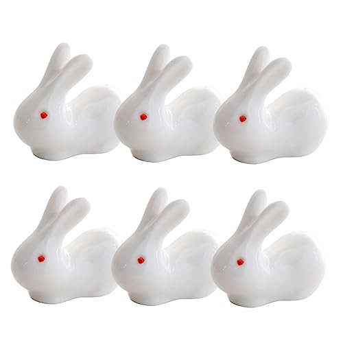 IMIKEYA 6 STK hasenform Hasen Form essstäbchen ablage häschenform Esslöffelständer Essstäbchen Stehen Ruhe Keramikregal Essstäbchenhalter niedlich Essstäbchen ruhen Essstäbchen-Kissen Weiß von IMIKEYA