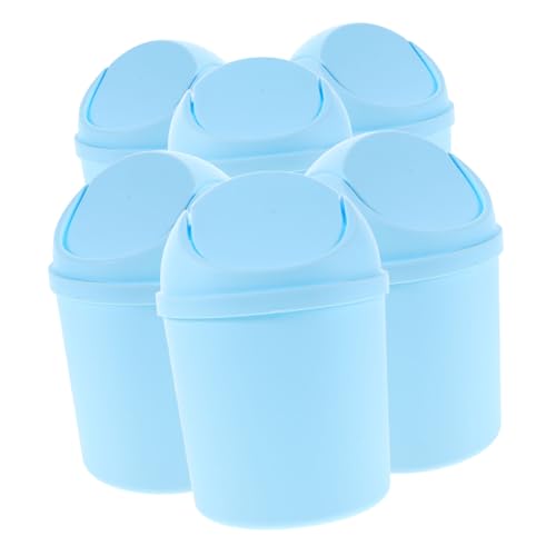 IMIKEYA 6 Stück Mini Tischmülleimer mit Schwingdeckel Kompakte Kunststoff Abfalleimer für Schreibtisch Büro Küche Bad und Schlafzimmer Dekorative Kleine Müllbehälter zur Platzsparenden von IMIKEYA