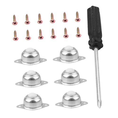 IMIKEYA 6 Stück Teiliges Nylon Kugelrollen Drehbar Möbelrollen mit Schrauben und Schraubendreher Geräuscharm Langlebig Geeignet als Ersatz für Stuhl Möbelräder Hartböden von IMIKEYA