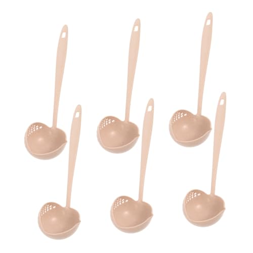 IMIKEYA 6 Stück Teiliges Suppenkelle Sieb Küchenutensil mit Langem Ergonomischem Griff Hitzebeständig Leicht zu Reinigen für Servieren und Abseihen in Beige von IMIKEYA