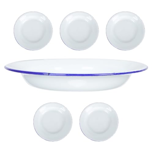 IMIKEYA 6 Stück Teiliges Vintage Emaille Geschirrset Runde Servierplatten für Obst Snacks und Suppen für Camping Picknick und Outdoor Einsätze und Vielseitige Teller von IMIKEYA