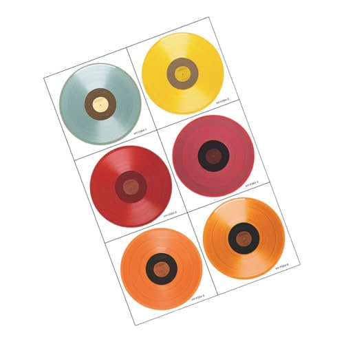 IMIKEYA 6 Stück Teiliges Vinyl Schallplatten Wanddekor aus Langlebigem PVC Selbstklebend Retro Musikstudio Wandaufkleber Farbige Schallplatten für Wohnzimmer Schlafzimmer und von IMIKEYA