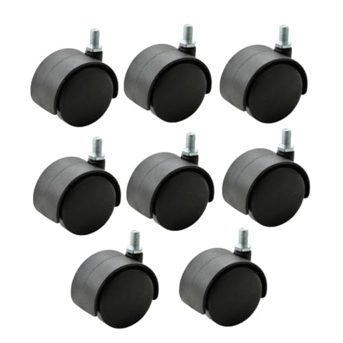 IMIKEYA 8 Stück Teiliges Gewindeschraube Bürostuhl Leise Kunststoff Lenkrollen Möbelrollen Ersatz für Teppich Parkett Laminat und Fliesen von IMIKEYA