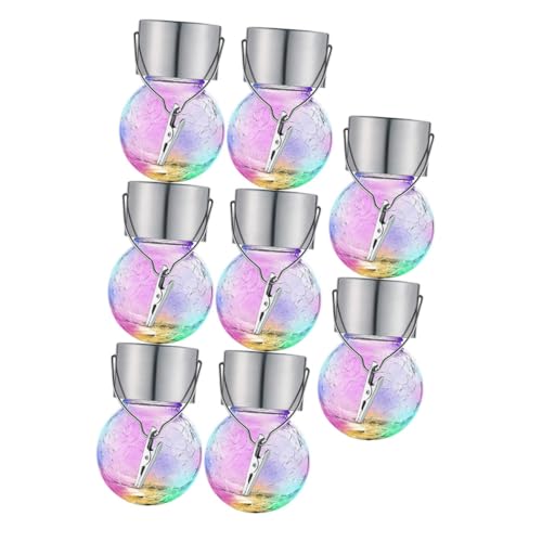 IMIKEYA 8 Stück Teiliges Solar Gartenlampe Crack und Tragbar Dekorative Außenbeleuchtung für Garten Terrasse und Partys von IMIKEYA