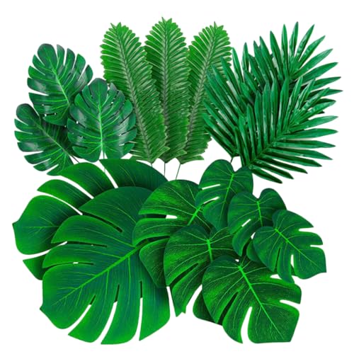 IMIKEYA 84st Monstera-palmblatt Monsterblätter Hawaiianische Blätter Hochzeitstischdekoration Gefälschte Palmblätter Getrocknete Palmblätter Faux Tropisch Plastik Künstlich Bankett von IMIKEYA