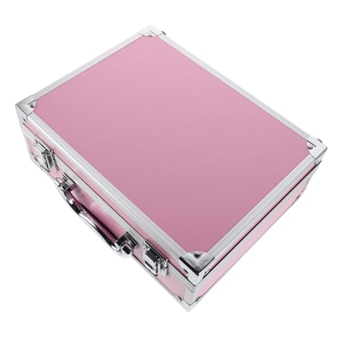 IMIKEYA Aluminium Werkzeugkoffer Groß Multifunktionale Aufbewahrungsbox mit Robustem Griff Langlebiges Metallgehäuse Geräumig für Werkzeuge Kosmetik Medizin Tragbarer Organizer Rosa von IMIKEYA