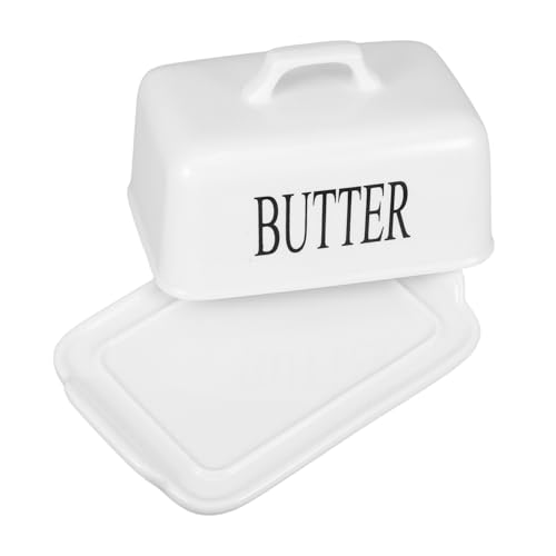 IMIKEYA Butterdose Butterschüssel für Kühlschrank luftdichtes Buttergericht Butteraufbewahrung für die Arbeitsplatte französischer Butterhalter Luftdicht Butterbehälter Keramik Weiß von IMIKEYA