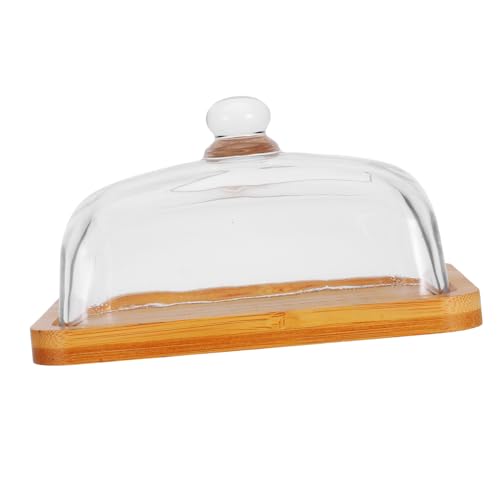 IMIKEYA Butterdose mit Glasdeckel Rechteckige Butterplatte für Desserts Kuchen und Snacks für Kühlschrank und Arbeitsplatte Design zur Frischhaltung von IMIKEYA
