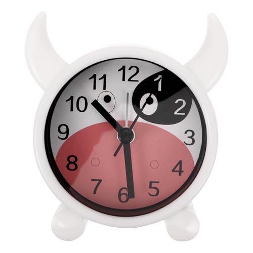 IMIKEYA Cartoon-Kuh-Uhr Wecker Zum Aufwachen Leise Nicht Tickende Uhr Batteriebetriebener Wecker Für Schlafzimmer Nachttisch Weiß von IMIKEYA