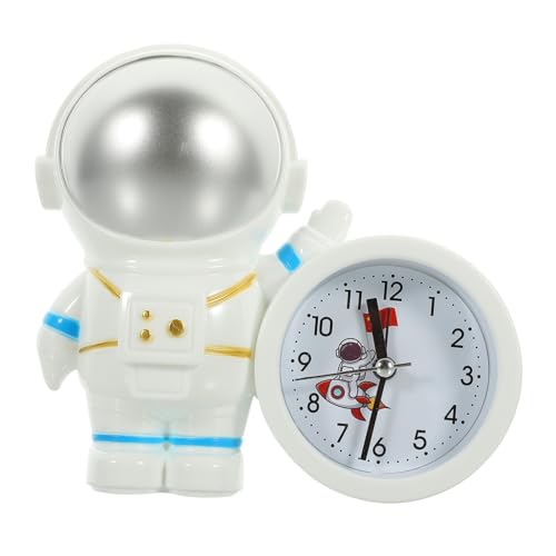 IMIKEYA Chic Astronauten Tischuhr Dekorative Uhr für Wohnzimmer Kinderzimmer Büro Cartoon Design Silbern ohne Batterie Stilvolle Desktop Uhr mit Großem Ziffernblatt als und Wohnaccessoire von IMIKEYA
