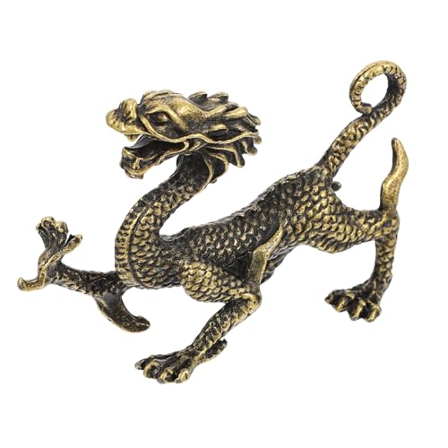 IMIKEYA Drachen Figuren Messing, Chinesische Feng Shui Drache Statue, Kleine Drachen Figur Chinesische Neujahr Drache Deko für Wohnzimmer Büro Schreibtisch Tischdeko von IMIKEYA