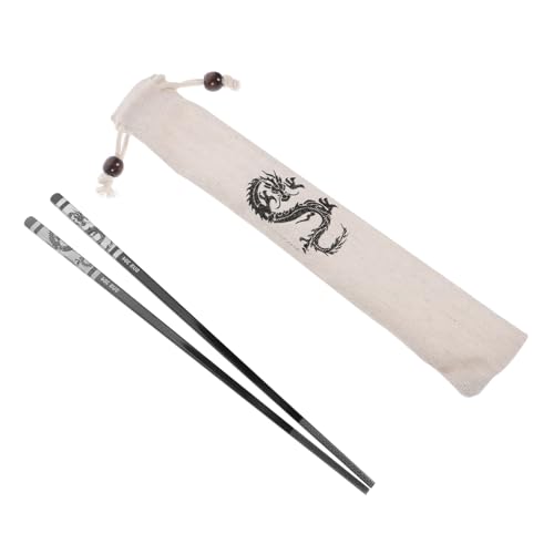 IMIKEYA Edelstahl Essstäbchen mit Kreativem Drachen design Rutschfest Langlebig und Spülmaschinenfest für Küche Camping und Party Wiederverwendbare Metallstäbchen als Geschenk von IMIKEYA