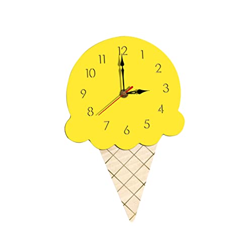 IMIKEYA Eiscreme Wanduhr Aus Acryl Kreative Hängende Uhr Für Kinderzimmer Wohnzimmer Und Kindergarten Gelb Einfache Montage Wanddekoration Ohne Tickgeräusche Langlebig Und Einzigartig von IMIKEYA