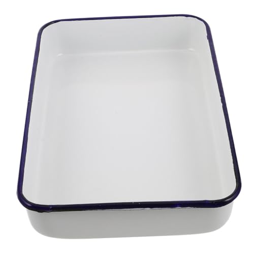 IMIKEYA Emaille Backform Lasagne Backform Emaillegeschirr Tablett Backbleche Für Den Ofen Backplatte Rechteckiges Serviertablett Hähnchenbräter Ofenbräter Ofenblech Emaille Pfanne Weiß von IMIKEYA