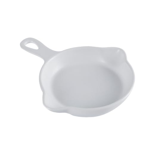 IMIKEYA Farbglasur Keramikteller Serviertablett Pfanne Auflaufform Geschirr Backbleche Backgeschirr Ofen Snacks Snackteller Keramikgeschirr Snackschale Keramikschale Mit Griff Weiß von IMIKEYA