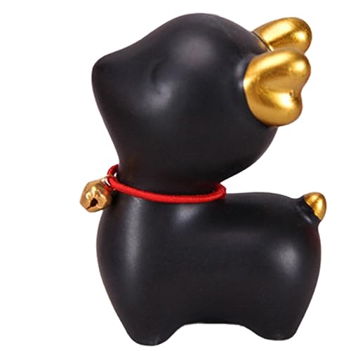 IMIKEYA Fotografie-Requisite Weihnachtskeramik-Hirschfigur Niedliche Rentierstatue Mit Glocke Porzellan-Elchmodell Tierskulptur Cartoon-Weihnachtsschmuck Für Bücher-Selbst-Tischplatte von IMIKEYA