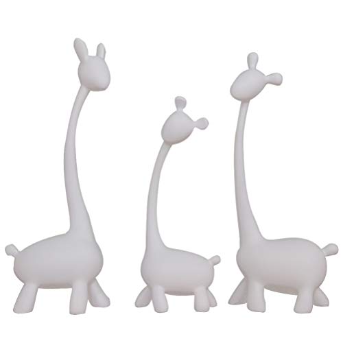 IMIKEYA Giraffe Dekofigur Giraffenfamilie Skulptur Family aus Porzellan Figur Deko 3er Set Weiß von IMIKEYA