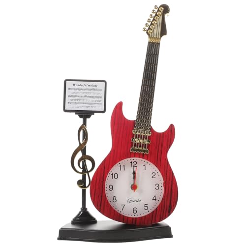 IMIKEYA Gitarre Musiknotenuhr Schallplattenuhr aus Vinyl elegant Batterie Tischdekoration Desktop-Ornament dekorative Tischuhr - schmücken Wanduhr Student von IMIKEYA