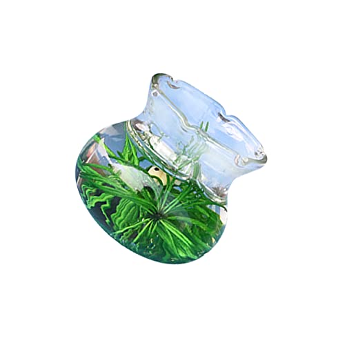IMIKEYA Goldfischglas Aus Glas Mini - Aquarium Mini-hausversorgung Miniatur-Handwerk Mini-hausdekoration Miniatur-szenendekor Mini-fischglas-Modell Fischtankmodell Yellow von IMIKEYA