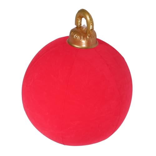 IMIKEYA Großer Aufblasbarer Weihnachtsball aus Flockiertem PVC Wiederverwendbare Dekorative Gartenkugel für Terrasse Rasen und Festliche Weihnachtsdekorationen im Innen Außenbereich von IMIKEYA