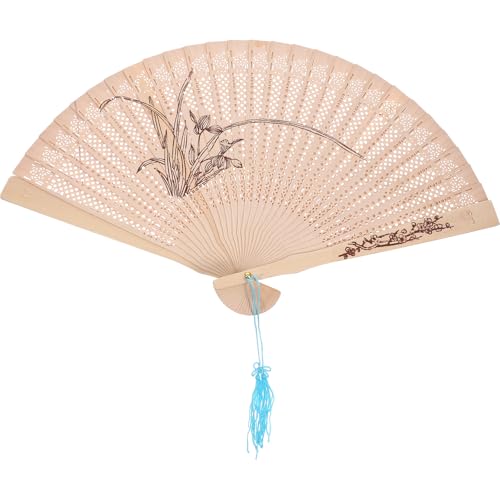 IMIKEYA Handfächer eleganter Damen Faltfächer Holz Fächer antiker Handfächer mit Quaste für Sommer, Party, Hochzeit Dekoration von IMIKEYA