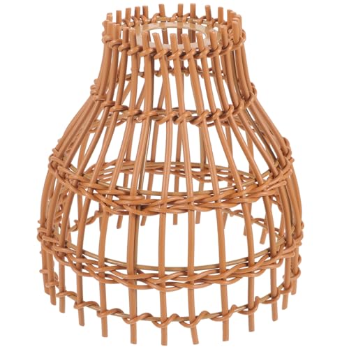 IMIKEYA Handgefertigter Lampenschirm aus Imitations rattan Rustikaler Deckenlampenschirm Leichter Pendelleuchten abdeckung Kompakt Installieren Passend für Wohnzimmer Schlafzimmer von IMIKEYA