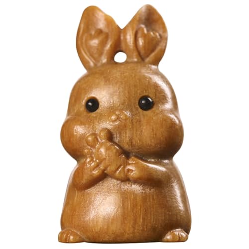 IMIKEYA Hasenfigur Feng-Shui-Kaninchen 2023 Kaninchenstatue Hasen-dekor Tafelaufsatz Für Das Neue Jahr Kleine Tierskulptur Jahr Der Hasengeschenke Häschen-Statue DIY Hölzern Ornament Holz von IMIKEYA
