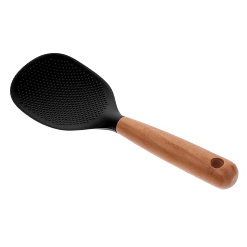 IMIKEYA Hochtemperaturbeständiger Silikon Reislöffel mit Holzgriff Antihaftbeschichteter Reisservierlöffel für Reiskocher Ergonomisch und Rutschfest Küchenutensil zum Einfachen von IMIKEYA