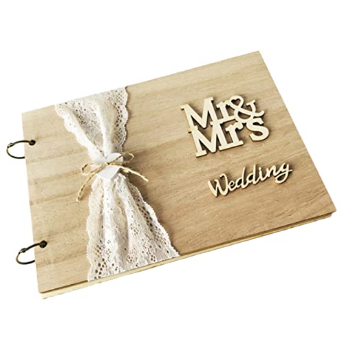 IMIKEYA Hochzeits Autogrammbuch Empfangstag Gästebuch Planer Gäste Rustikal Unser Stand Alternative Signatur Plakette Gastgeschenk Scrapbooking Hochzeits Scrapbook Gästebuch von IMIKEYA