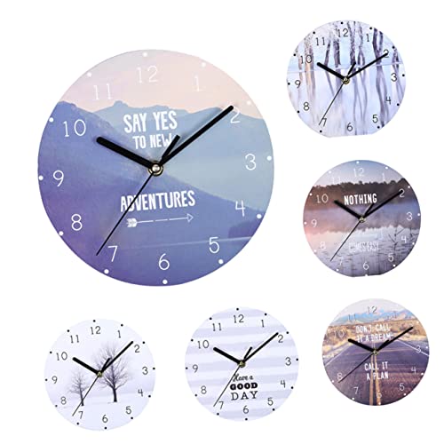 IMIKEYA 20cm Holzuhr Kreative Wanduhr Im Europäischen Stil Geräuschloses Uhrwerk Bergmuster Für Wohnzimmer Und Schlafzimmer Ohne Batterie von IMIKEYA