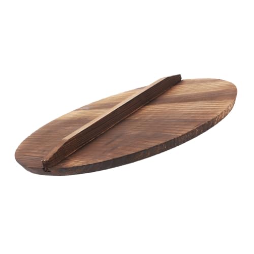 IMIKEYA Holz wokdeckel mit Hitzebeständigem Griff Überkochschutz und Dampfsorption Leichter Küchenhelfer Langlebiger Mehrzweck Holzdeckel für Pfannen und Töpfe Natürlicher Vintage stil von IMIKEYA