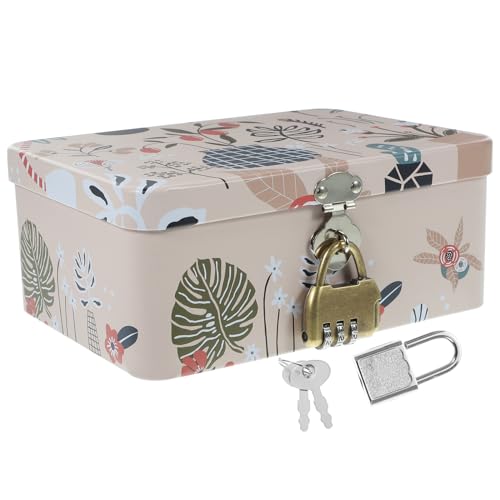 IMIKEYA Kasten Aufbewahrungsbox mit Schloss Weißblechhalter deko schmuckbox Teedose Vorratsbehälter Sparschwein für Kinder Schreibtisch-Organizer Schlüssel Aufbewahrungskiste kleine Kiste von IMIKEYA