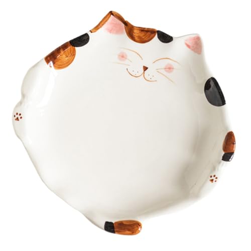 IMIKEYA Keramik Dessertteller Katze Form Servierplatte aus Stabilem Keramikmaterial Spülmaschinenfest Glatte Oberfläche Multifunktional für Obst Salat Kuchen und Snacks Stilvolles von IMIKEYA
