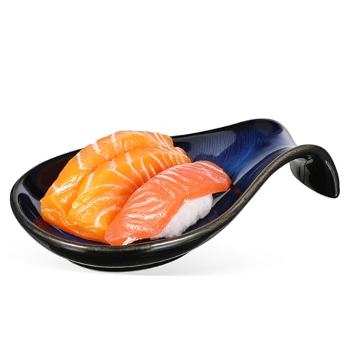 IMIKEYA Keramischer Löffelhalter und Funktional für Küche Eleganter Glasiert Blauer Vielseitig Einsetzbar als Dipschale oder Snack Teller von IMIKEYA