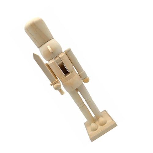 IMIKEYA Nussknacker Bemalt Handwerk Weihnachtsdekor Nussknacker Unvollendet Holz König Soldat Figur von IMIKEYA