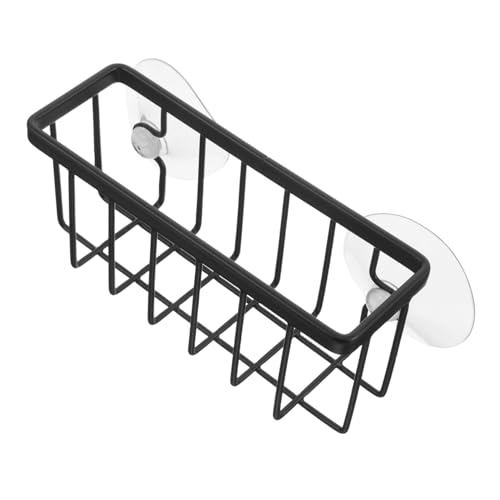 IMIKEYA Küchenspüle Schwammhalter aus Edelstahl mit Rutschfester Basis und Schnellem Wasserablauf Schwarzer Organizer für Spültuch und Schwamm Platzsparend und Langlebig für Küche und Bad von IMIKEYA