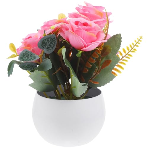 IMIKEYA Künstliches Rosen-Blumenarrangement Im Topf Dekorative Bonsai- Seidenrosen Künstliche Rosen In Vase Künstliche Blumen Künstliche Pflanze Bonsai-Hochzeit Seidenblume von IMIKEYA