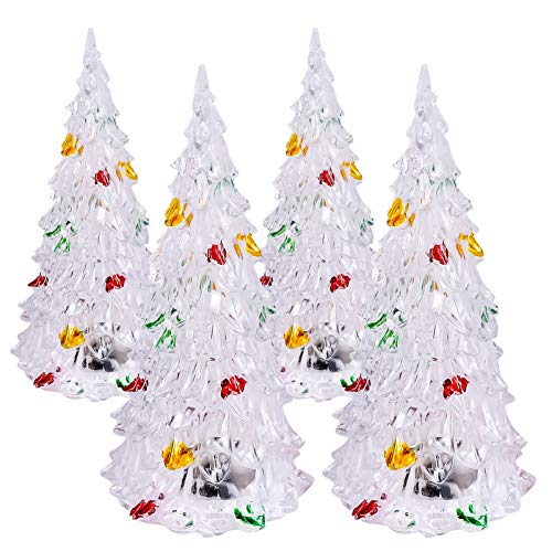 IMIKEYA LED-Weihnachtsbaum 4Pcs Kristall Weihnachten Baum Bunte Weihnachten Baum Gemalt LED Weihnachten B?ume 12Cm Gemalt B?ume er Christbaumschmuck Mini-Weihnachtsbaum von IMIKEYA