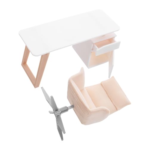 IMIKEYA Maßstab Langlebige Miniatur Möbel Realistisches Puppenhaus Schreibtisch und Stuhl Platzsparend und Tragbar für DIY Dekoration und Kreatives Rollenspiel von IMIKEYA