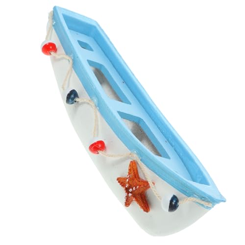 IMIKEYA Mediterranes Holz Segelboot Dekofigur Segelschiff Modell Kleines Hellblaues Piratenschiff Stilvolle Wohnaccessoire von IMIKEYA