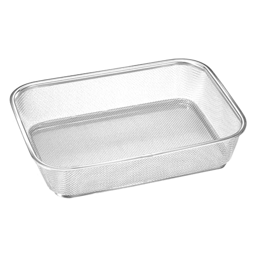IMIKEYA Sieb Edelstahl Küche Siebkorb 304 Edelstahl Sieb Rechteckiges Fein Mehlsieb 34x25x8 cm Küchensieb Obst Abtropfsieb für Getreide, Bohnen, Obst und Gemüse von IMIKEYA