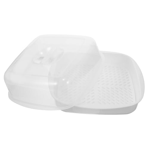 IMIKEYA Mikrowellen Dampfgarer aus Lebensmittelechtem Weißer Steamer Korb mit Integriertem Öl wasser filter Vielseitig für Gemüse Reis und Gedämpfte Speisen Einfach zu Reinigen von IMIKEYA