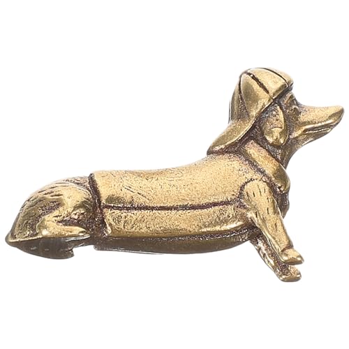 IMIKEYA Mini-Dackel-Figur Vintage-Messing-Hundestatue Kleines Tier Sammlerstück Ornament Für Zuhause Büro Schreibtisch Auto Armaturenbrett von IMIKEYA