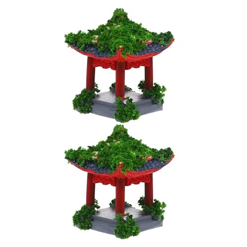 IMIKEYA Mini Pagode Deko 2 Stück Miniatur Japanischer Pagode Fee Garten Zubehör Harz Pavillon Statue für Bonsai Aquarium Landschafts Fischtank Dekoration von IMIKEYA