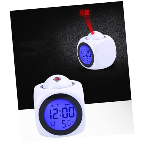 IMIKEYA Multifunktionale Projektionsuhr Mit Led-anzeige Und Sprachfunktion Digitaler Wecker Mit Snooze Temperaturanzeige Minütiger Schlummer Projektionswinkel Weiß von IMIKEYA
