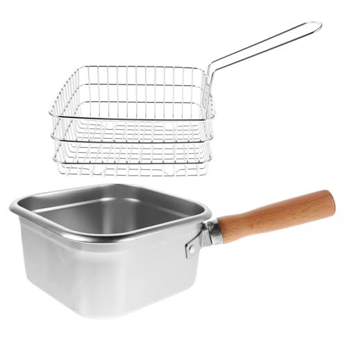 IMIKEYA Multifunktionaler Edelstahl Frittier-topf mit Korb Tragbarer Deep Fryer für Zuhause zum Frittieren Dünsten und Kochen Platzsparend für Kleine Küchen und Outdoor-einsatz von IMIKEYA